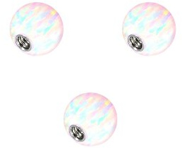 PIERCINGLINE Universelle Schraubkugel mit Innengewinde| SYNTHETISCHER Opal | 3ER SET |Piercing Aufsätze Kugel Ersatz | Farb & Größenauswahl
