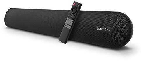Soundbar, BESTISAN 80 Watts TV Sound Bar Home Theater Speaker with HDMI, Optical, RCA, AUX Port, Bluetooth 5.0, Movie/Music/Dialogue Audio Mode, Enhanced Bass Technology, Bass Adjustable, 2023 Version