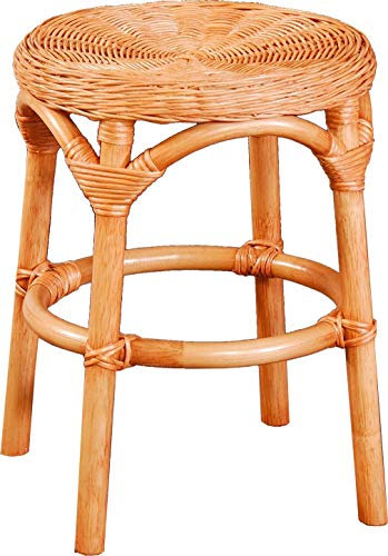 Korb-Outlet Hocker aus natürlichem Rattan/Rattanhocker Rund/Beistell-Hocker/Schemel Bad Hocker(Apricot)