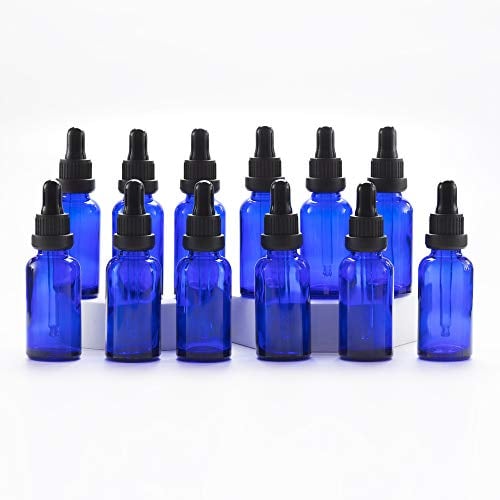 YIZHAO Flacon Compte Gouttes 30ml, Bleu Flacon Huile Essentielle Vide avec Pipette Verre, pour Huile Essentielle, Aromathérapie, Laboratoire, Massage, Cosmétique, Voyage - 12 Pcs