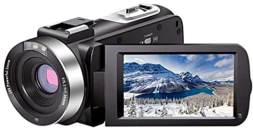 Video Camera Camcorder Full HD 1080P 30FPS 24.0 MP IR Night Vision Vlogging Camera Recorder 3.0 Inch IPS Screen 16X Zoom Camcorders Remote Control with 2 Batteries