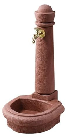 Gartenbrunnen in Natursteinoptik in Rötlich. Höhe 90 cm, Breite 44 cm und Tiefe 52 cm