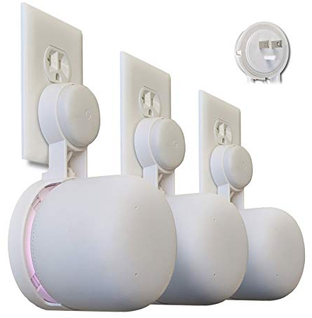 Nest WiFi Point Genie: The Simplest Lowest Profile Outlet Holder Mount for Google Nest WiFi Point | Reinforced Support | Great Sound | Open Access | No Messy Screws! (3-Pack)