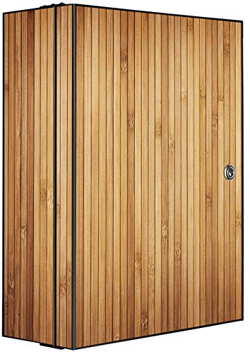 banjado® XXL Medizinschrank abschliessbar mit Motiv Bambusholz 35x46x15cm - großer Arzneischrank/Medikamentenschrank aus Metall zur Medikamenten Aufbewahrung - Apothekerschrank mit 3 Schlüsseln