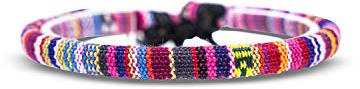 Made by Nami Boho Surfer-Armband Damen & Herren - Handmade Strand Festival Accessoires - Ethno Hippie Style Schmuck - 100% Wasserfest & Verstellbar - Freundschaftsarmbänder Bunt Mädchen R (Pink)