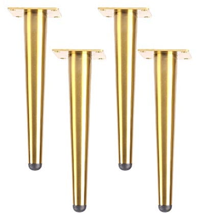 JIAOLUN123 4 Pieds de Meubles Pieds de Table Droits Coniques en Métal Pieds de Support Pieds de Canapé Pieds d'armoire Pieds de,Convient à Toutes Sortes de Meubles DIY,d'or(30cm)