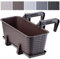 KADAX Jardinière Suspendue Extérieure 40 cm, Balconnière en Plastique Aspect Rotin avec Supports de Fixation Intégrés et Soucoupe (Marron)