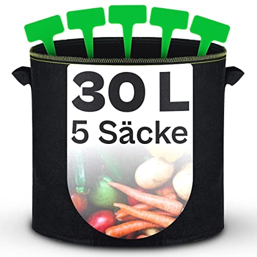 Sac de Plantation 30l - 3 Sacs a Plantes avec Fenêtre et Étiquettes - Pot Geotextile pour Plantes, Bulbes, Vegetaux