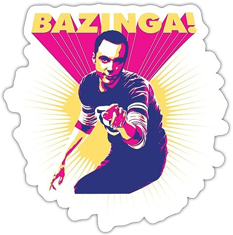 Spreadshirt The Big Bang Theory Sheldon Bazinga Sticker Aufkleber, 10 x 10 cm, Mattweiß