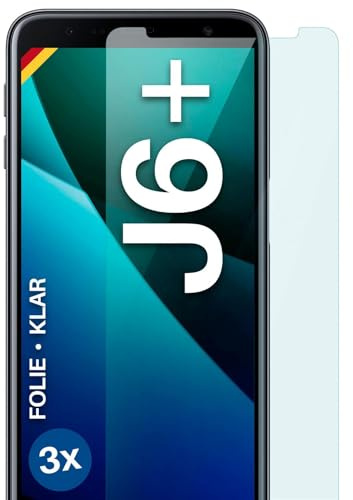 moex für Samsung Galaxy J6 Plus Schutzfolie Displayschutz Folie Ultra-klar HD 0,2 mm kompatibel mit jeder Hülle, Anbringen ohne Blasen, Handyfolie Extra Kratzfest, FlexProtect 3 Stück
