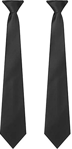 2 Corbatas con Clip de Hombre Corbata de Color Sólido Pre-Atada (Negro)