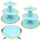 3 Pack Cardboard Cupcake Stand, 3 Tier Dessert Tower and 1Tier Cake Stand for Birthday, Baby Shower, Wedding, Party, Dessert Stand Round Tower, Display Stand for Cakes (Round Blue)