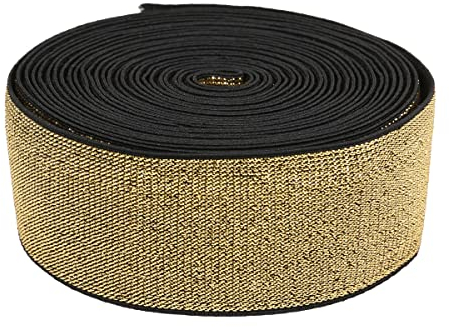 Cloaacsois 5M Gold Silber Glitzer Gummiband Gummibänder Taillenband für Schuhe Kleidungsstück Hosen DIY Nähen Kleidung Zubehör 30/40/50mm (Schwarz, 40mm)