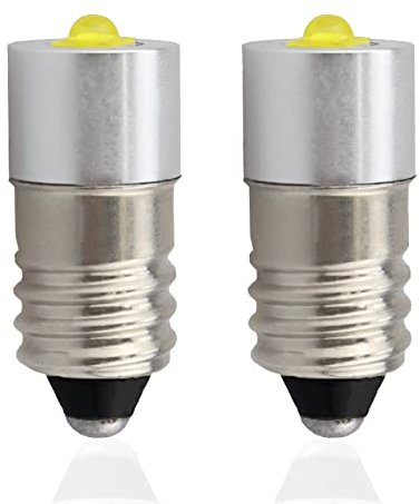 weiXuan E10 ampoules LED haute puissance de rechange pour lampe de poche DC 3V 6V 12V, 3W 230 lm, Lot de 2(E10, blanc)