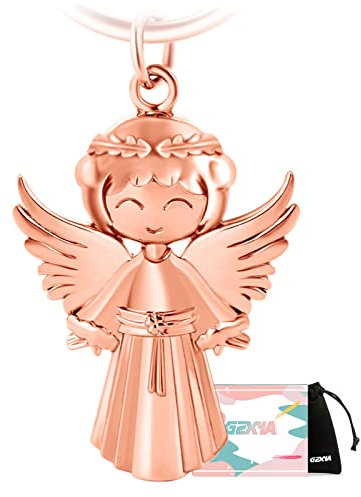 GZXYA Porte-clés au motif ange gardien, pendentif porte-bonheur, avec feuille de trèfle, pour examens ou voiture, approprié comme cadeau pour femmes, petite amie, collègues, mm