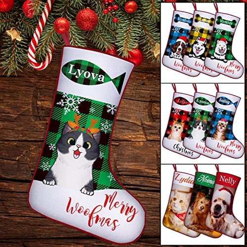 YanNanKe Personalisierte Weihnachtsstrümpfe für Katzen Hunde Personalisierte Haustierstrumpf mit Namen für Weihnachten Weihnachtsbaum Kamin Heimdekoration