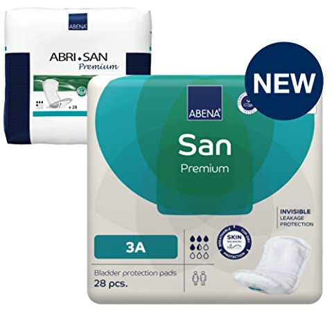 ABENA San Premium Mens & Womens Incontinence Pads, Breathable & Comfortable, Fast Absorption, Discreet & Effective Shaped - Premium 3A, 650ml Absorbency, 28PK