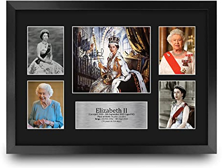 HWC Trading FR A3 Queen Elizabeth II Geschenke Gedrucktes Signiertes Autogramm für Fans der Königlichen Familie - A3 Gerahmt