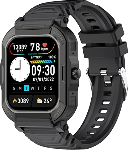 Militär Smart Watch Herren Smartwatch mit Blutdruckmessung Sportuhren Telefonfunktion Schrittzähler ohne App und Handy Herrenuhr mit Lautsprecher Fitness Tracker Outdoor Armbanduhr Military watch