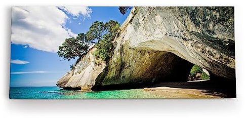 Paul Sinus Wandbild 120x50cm Kia Ora Neuseeland Meer Sommer Felsen Wolken