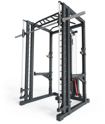 Atletica R7-Daemon Power Rack | Power Rack mit Steckgewichten und Smith Machine | Smith kann optional vor oder hinter dem Rack angebracht Werden Größe 200 cm