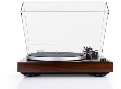 Dual CS 518 HiFi-Plattenspieler, Riemenantrieb, Manueller Vinyl-Plattenspieler mit integriertem Phono-Vorverstärker, DREI Geschwindigkeiten, Abstastsystem Ortofon 2M Red, Walnuss