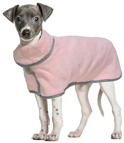 PetSmiler Hundebademantel - Saugfähiger Bademantel Hund mit Klett Hundebademantel für Große Hunde Trocknet Schnell Hunde Bademantel nach dem Baden, Schwimmen oder Spaziergang im Regen (Rosa M)