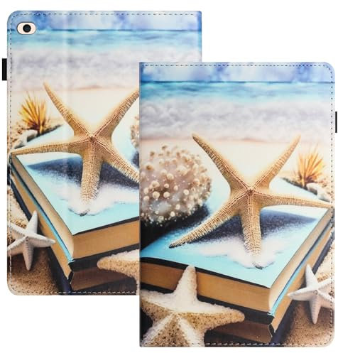 LSPCASA Coque pour iPad Mini 1/2/3/4/5 Coque iPad Mini 4 Réveil/Veille Automatique Coque iPad Mini Coque iPad Mini 2 avec Emplacements pour Cartes Coque iPad Mini 5 étoile de mer