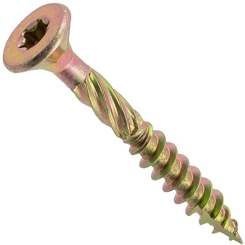 AERZETIX - C69110 - Lot de 100 Vis à bois Ø5x40 mm à tête fraisée - à empreinte étoile Т25 - en acier zingué - menuiserie contreplaqué aggloméré mélaminé terrasse panneaux chevrons bastaings