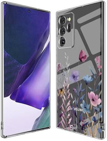 Kaywzo Hülle für Samsung Galaxy Note 20 Ultra,Transparent TPU Handyhülle mit Gemälde Blume Muster,Ultradünn Stoßfester Schutzhülle,Schön Silikon Cover Case-4