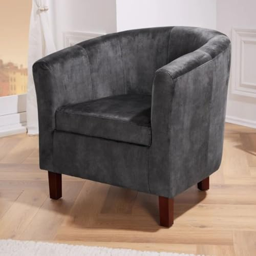 LEBENSwohnART Bequemer Cocktail-Sessel POLTRONA Samt dunkelgrau Sessel Lounge Armlehnen