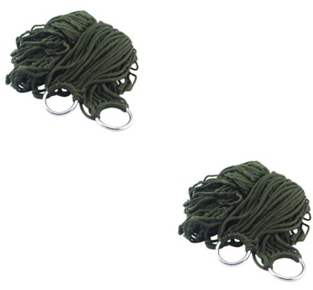 Yardwe 2stücke Nylon Hängematte Tragbare Outdoor Liege Strapazierfähige Netz-hängematte Für Camping Freizeit Und Entspannung Militärgrün
