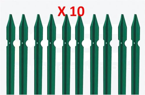 MED - 10 PZ Palo Paletto in ferro a T 30x30x3 mm Plastificato Verde per Rete Recinzione Metallica – Altezza 150CM – Robusto, Anticorrosione – TUTTE LE MISURE - MADE IN ITALY (10 PZ H. 150 CM)