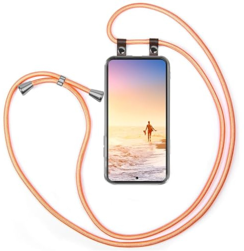moex Handykette für Redmi Note 13 Pro+ 5G Hülle mit Band abnehmbar, Handyhülle mit Kette zum Umhängen, Handyband 155 cm lang Stoff Kordel Umhängehülle, Handy Umhängeband, Rosé Gold