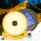 Ollny Solar Camping Lichterkette Aufrollbar, 3-in-1 Tragbare Wiederaufladbare LED Lichterkette mit 8 Beleuchtungsmodi, Wasserdichte USB Campinglampe für Zelt Camping Hof Dekoration (10M)