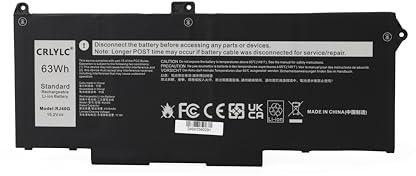 CRLYLC 63Wh RJ40G Batterie pour Dell Latitude 14 5420 Latitude 15 5520 Precision 15 3560 Mobile Workstation P137G P104F P137G001 P104F001 P104F002 075X16 01K2CF WY9DX 0WK3F1 0M3KCN 15,2V Battery