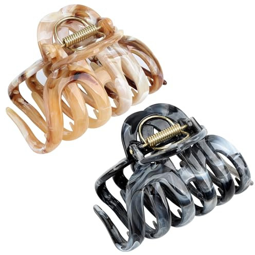 Pinces à cheveux en forme de pieuvre pour cheveux épais, longs, ondulés, bouclés – Grandes pinces françaises à forte adhérence antidérapante, accessoires en écaille de tortue pour femme