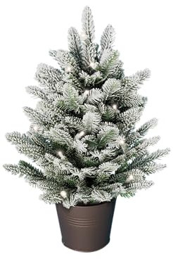 ArtiTree - Künstlicher Weihnachtsbaum 60cm im Topf mit LED & Schnee - Christmas Tree für Innen und Außen, Kunstlich Baum für Weihnachtsdeko, Realistische Optik