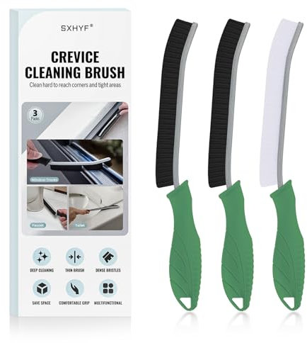 SXhyf Cleaning Brush - Hard Bristle Crevice Cleaning Brush, Multifunctional Gap Cleaning Scrub Brush, Cleaning Tools for Household Use, Home, Kitchen, Bathroom, Window, Vehicle (Green Handles)
