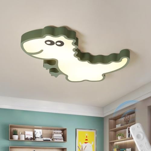 MyLjp Moderne LED Kinderzimmer Deckenleuchte Kreativ Cartoon Dinosaurier Deckenleuchte Grün Innendekoration Stufenlos Dimmbar Mit Fernbedienung Geeignet Für Kinderzimmer Schlafzimmer Kinderzimmer