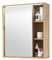 möbelando Greece Spiegelschrank Bad mit LED-Beleuchtung in Wotan Eiche Optik - Badezimmerspiegel Schrank mit viel Stauraum - 60 x 70 x 20 cm (B/H/T)