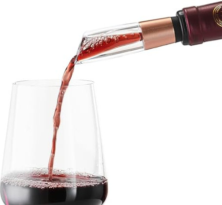 ELMWAY VinoLux Series Wine Aerator Pourer by ELMWAY – Stainless Steel Accent, Instant Aeration for Home & Outdoor Use, Fits Cork Bottles Only (Not for Screw Caps), Compact Design – Rose Gold
