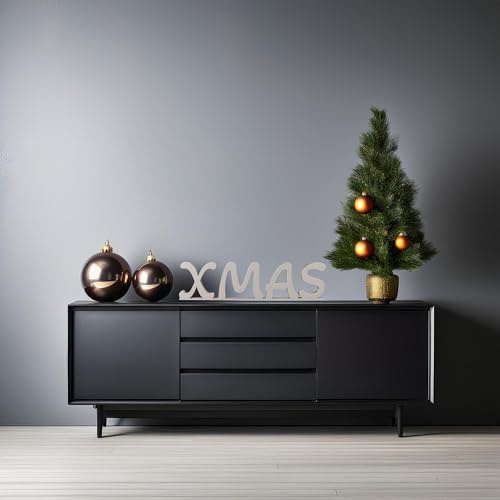 Generisch Xmas 3D Schriftzug in vielen Farben Moderne Weihnachtsdeko für Ihr Zuhause Weihnachten (Silber Starlight)
