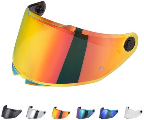 Visiera Casco Moto,Visiera Casco per MT 28B/Thunder 4,Sostituzione della Visiera della Lente del Casco del Parabrezza del Motociclo per Il Casco Integrale(Rosso cromo)
