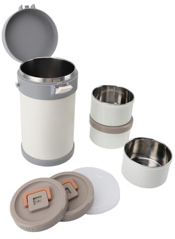 Tarro de Comida Aislado, Contenedor de Almuerzo Al Vacío de 2,3 L, Apto para Microondas, Acero Inoxidable 304, Fácil de Limpiar con Correa para el Hombro para Picnic en la