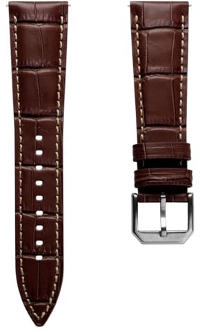 WatchGecko Carolina Gator Leather Watch Strap, Dark Red, 20mm
