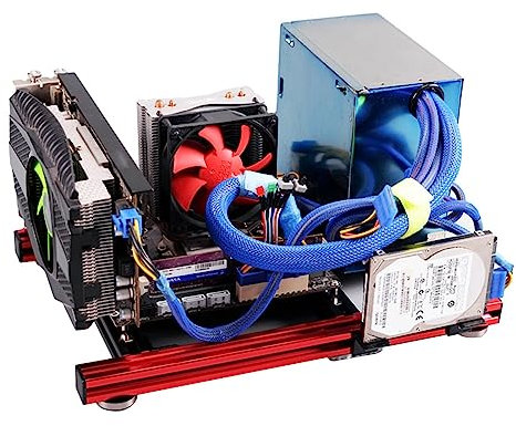 HAFTEN Gehäuse für ITX-Mainboard, 2er-Pack PCI-Erweiterungssteckplätze, Selbstbau-Open-Frame aus Aluminiumlegierung für PC-Teststation
