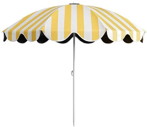 Parasol D'extérieur Grand Imperméable UV50+, Parasol Pliable, Auvent De Parasol De Patio De 160cm À Rayures Jaunes, Revêtement en Vinyle, Longueur De Rangement De 100cm