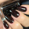 Faux Ongles Court MouyouGlow,Amande Noir Marron Glossy Paillettes Halloween Press on Nails avec Colle à Ongles,Black Brown Shimmer Fake Nails