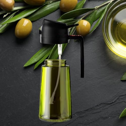 Dispensador de Aceite 2en1, Botella de Vidrio oscuro con proteccion solar con Boquilla Antigoteo, Pulverizador de Aceite de Oliva y Vinagre. Aceitera profesional. 470ml Spray 2en1 calidad alimentaria